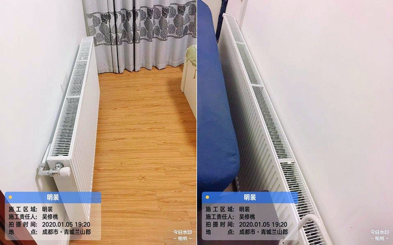 【青城兰山郡A1-5】意大利贝雷塔明装暖气片安装施工
