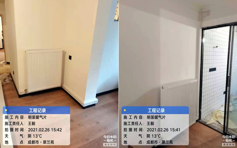 【翠兰苑1-1-6】德国威能明装暖气片安装施工