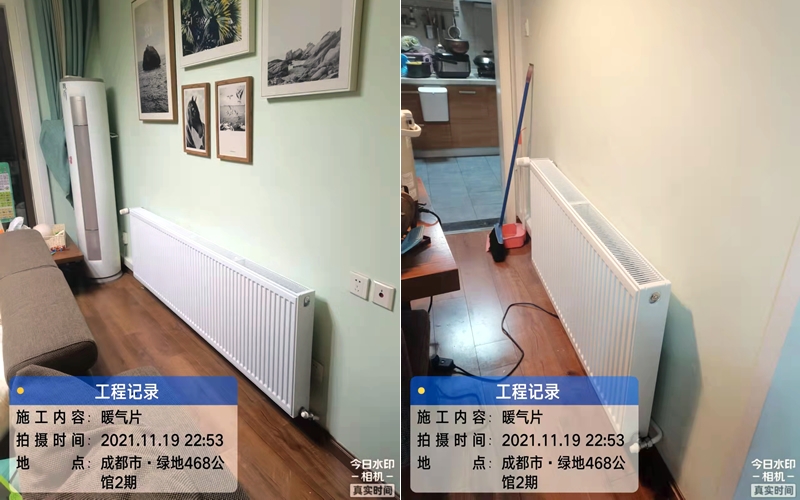 【绿地468公馆2期2-2606】德国威能明装暖气片安装施工