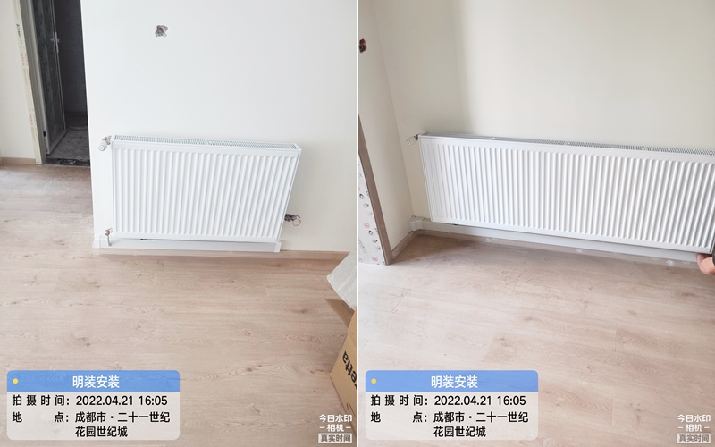 【二十一世纪花园9-1-202】德国威能明装暖气片安装施工